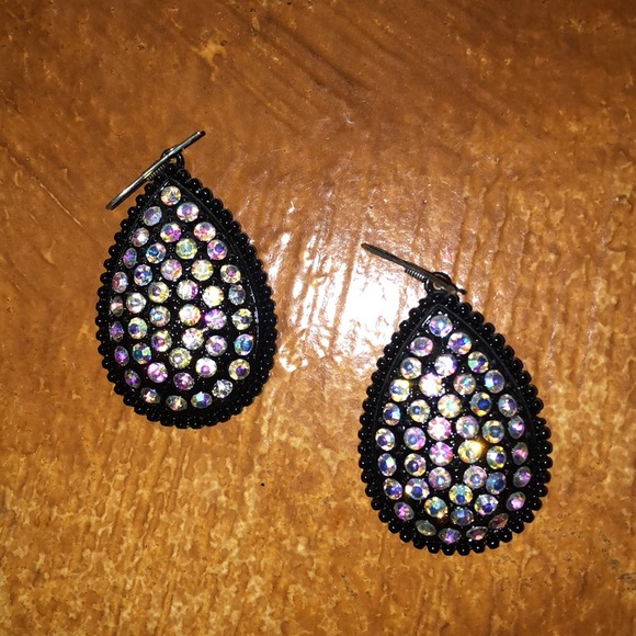Black Rhinestone Earrings - Picture 3 of 3